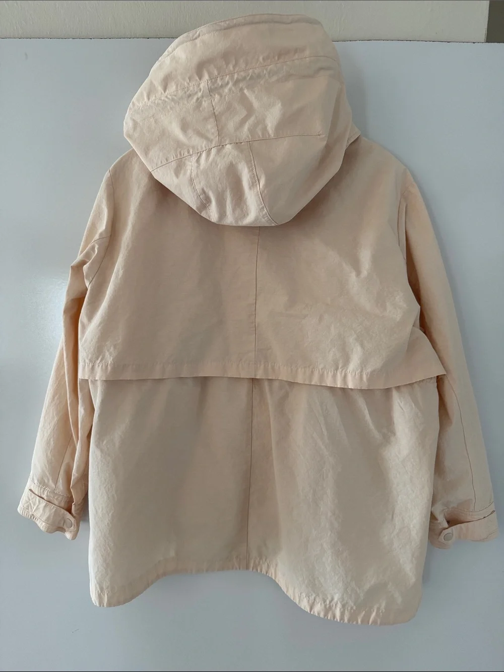 J Crew Perfect Lightweight Jacket beige Hooded Rain Utility Coat Womens XL